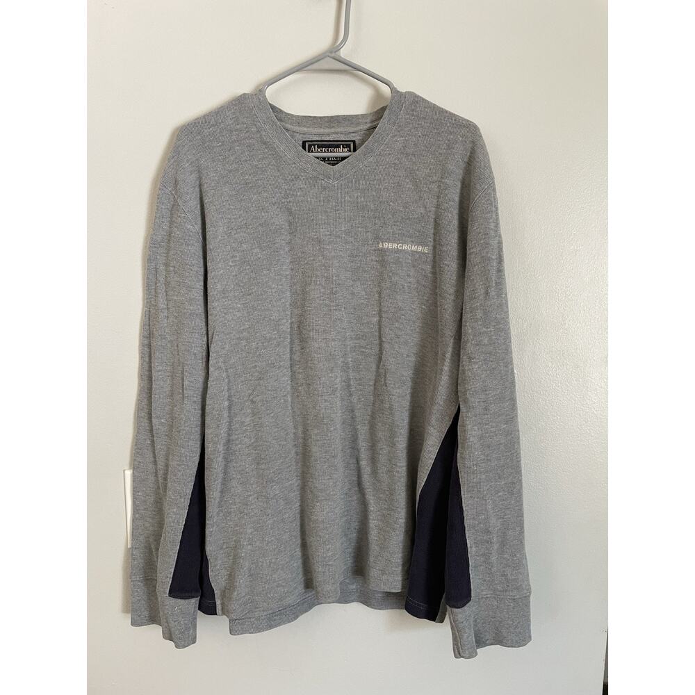 Abercrombie & Fitch Y2K Long-Sleeve Thermal knit Pullover Side Panel Sz XL
